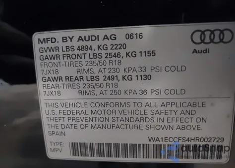 2017 Audi Q3 2.0T Premium from USA, damaged, VIN WA1ECCFS4HR002729